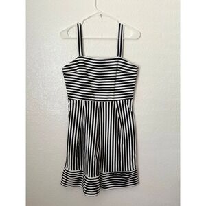 Brixon Ivy Levi Ponte Black White Striped Sleeveless Dress Nautical Preppy Sz M